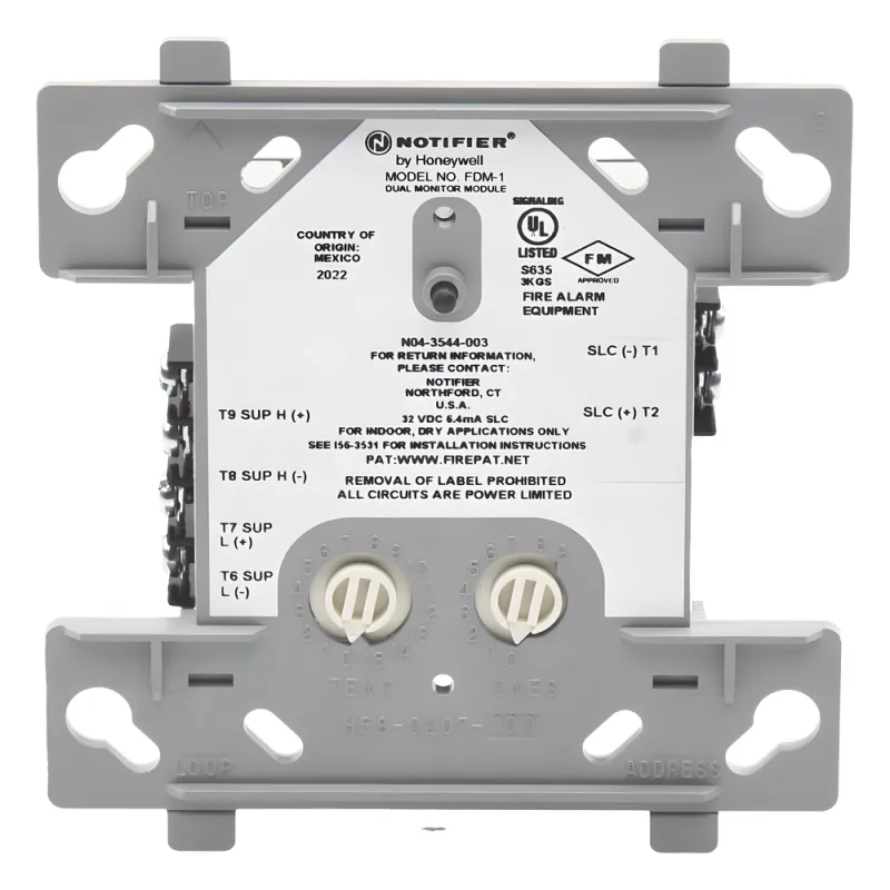 Módulo monitor dual direccionable con dos circuitos IDC Clase B independientes y direccionamiento consecutivo automático