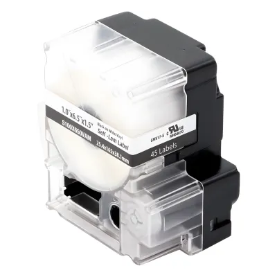 Casete de 45 Etiquetas Autolaminadas de 25.4 x 165.1 mm (1 x 6.5 pulgadas), para Cables de 4 a 8.1 mm (0.16 a 0.32 pulgadas) de Diámetro, Área de Impresión Color Blanco