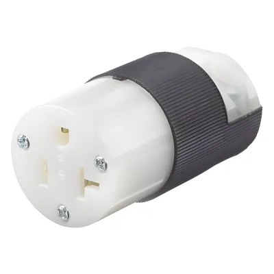 Conector Entrada Recta/ 20 A 125V/ 2 Polos 3 Hilos/ Nema 5-20 R/ Grado Industrial- Comercial / Color Negro-Blanco.