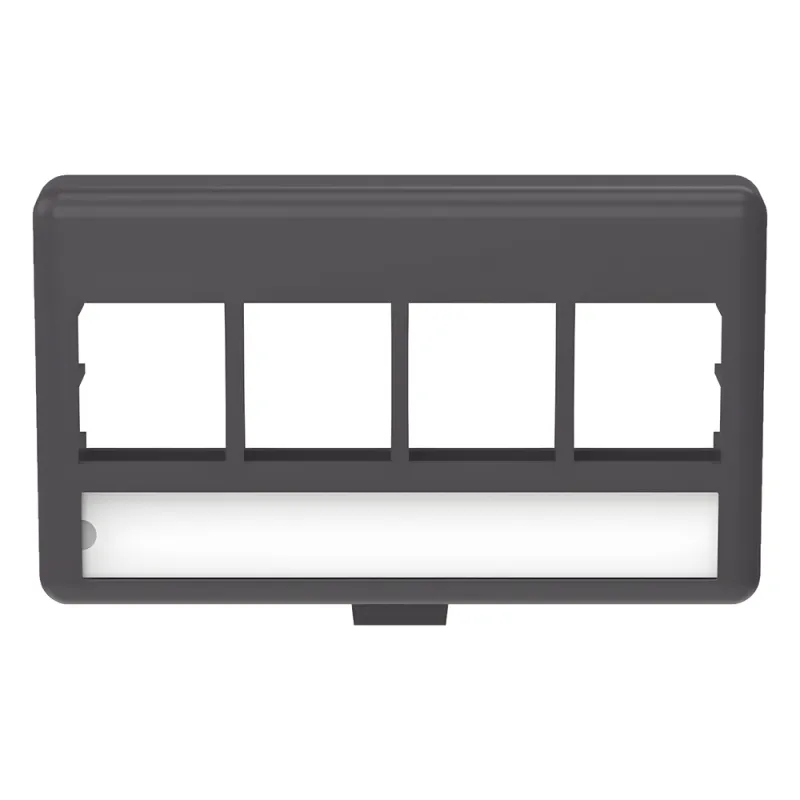 Placa de Mobiliario NetKey Modular Estándar, Salidas Para 4 Puertos Keystone, Color Negro