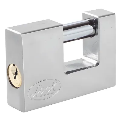 Candado para Cortina Metálica / Medida 80 mm/ Acabado Cromo Satinado/ Nivel de Seguridad 6 / Llave Estándar.