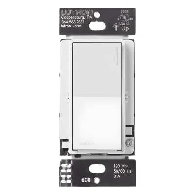 Apagador auxiliar Sunnata de pared para control de 3 vías o escalera, 120 V, compañero cableado del apagador principal del sistema RadioRA 3, color blanco brillante (White)