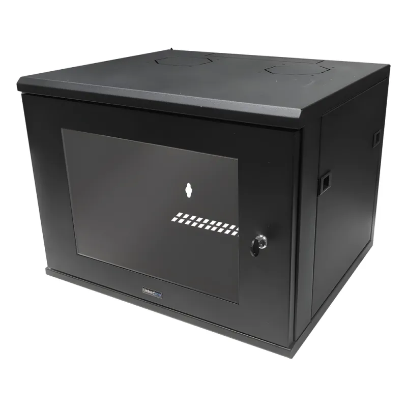 Gabinete de Montaje en Pared, Con Puerta de Cristal, de 19in, 6UR, Color Negro