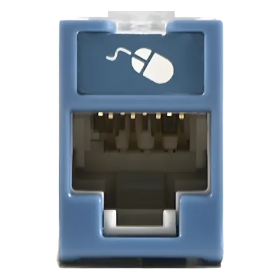 Jack Ultramax Cat5e, UTP, Montaje Híbrido en Placa de Pared (Plano y Angulado), Color Azul, Punch Down