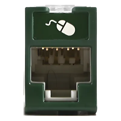 Jack UltraMAX Cat5e, UTP, Montaje Híbrido en Placa de Pared (Plano y Angulado), Color Verde, Punch Down