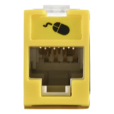 Jack Ultramax Cat6, UTP, Montaje Híbrido en Placa de Pared (Plano y Angulado), Color Amarillo, Punch Down