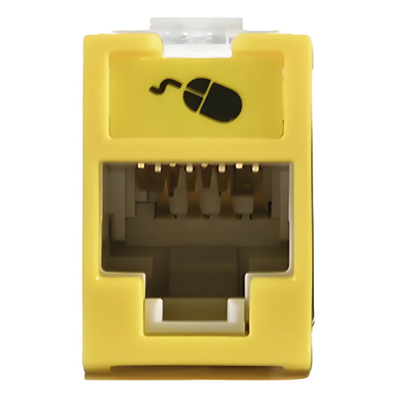 Jack Ultramax Cat6, UTP, Montaje Híbrido en Placa de Pared (Plano y Angulado), Color Amarillo, Punch Down
