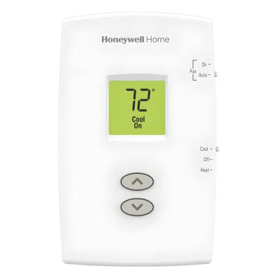 Termostato no programable vertical de 1 etapa calor/frío para sistemas convencionales (gas, aceite, eléctrico) y calefacción por agua caliente, vapor o 750 mV, serie Pro 1000