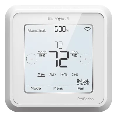 Termostato inteligente Wi-Fi con geolocalización para sistemas de hasta 3H/2C bomba de calor o 2H/2C convencional, serie T6 Pro