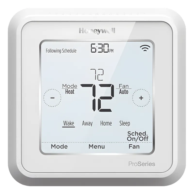 Termostato inteligente Wi-Fi con geolocalización para sistemas de hasta 3H/2C bomba de calor o 2H/2C convencional, serie T6 Pro