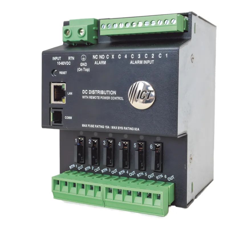 Fuente de distribución de 6 salidas, control y monitoreo Ethernet, Vo: 10-60V Dc, para montaje en riel din