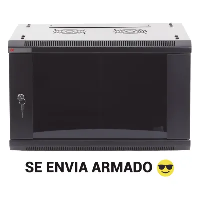 Gabinete PRECISION, Con Puerta de Cristal Templado, de 19in, 6UR, 450mm de Profundidad, Color Negro