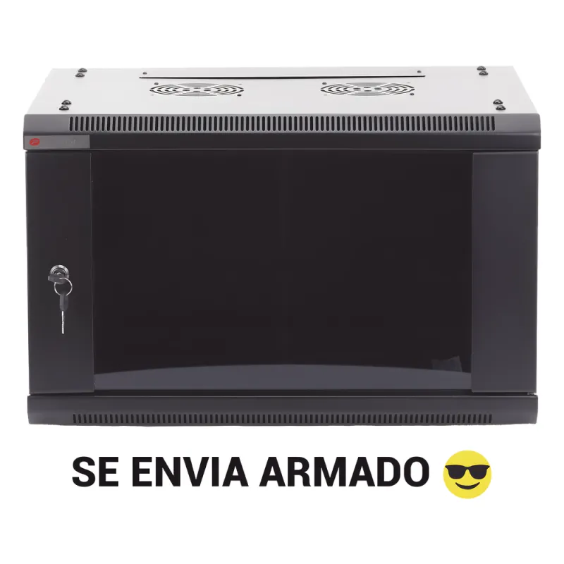 Gabinete PRECISION, Con Puerta de Cristal Templado, de 19in, 6UR, 450mm de Profundidad, Color Negro