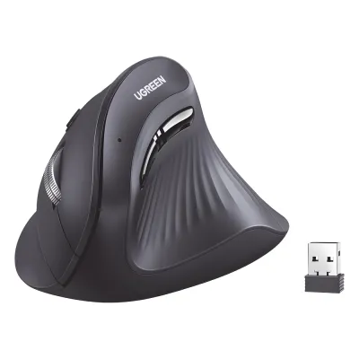 Mouse Inalámbrico en Angulo Vertical | 2.4G & Bluetooth | Conecta 3 dispositivos Simultáneamente | 4 Niveles de DPI | Clic Silencioso | 5 botones Silenciosos | Soporta Win, Mac, Linux & Chrome.