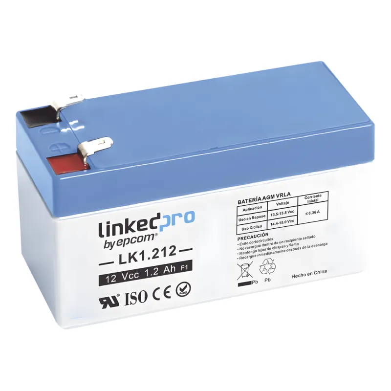 Batería de respaldo 12V | 1.2 Ah | AGM | Especial para seguridad electrónica | UPS | Sistemas de Emergencia | Vida útil 5 años | Terminales F1 + Adaptador F2