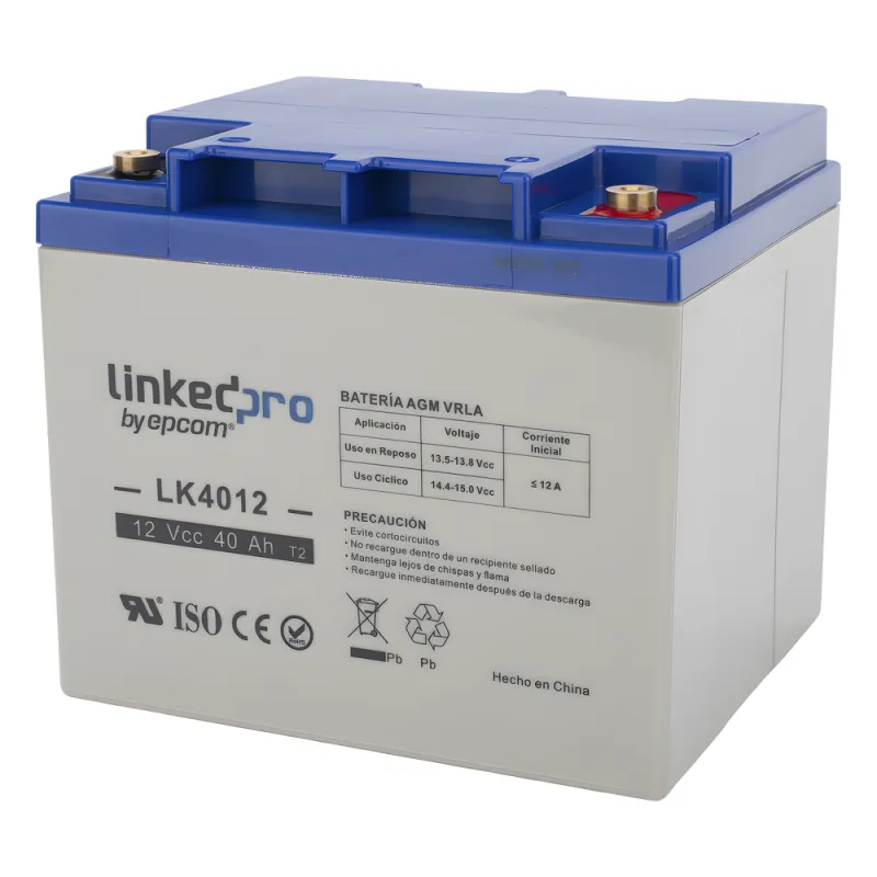 Batería de respaldo 12 V | 40 Ah | AGM | Especial para Seguridad Electrónica | UPS | Sistemas de Emergencia | Certificada UL | Vida útil 5 años | Terminales T2