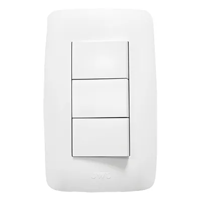 Apagador Triple Sencillo de 10 A/ 127 V CA ~ 60 Hz / Color Blanco.