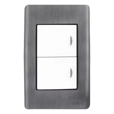 Apagador Doble de 10 A/ 127 V CA ~ 60 Hz / Placa de Acero.