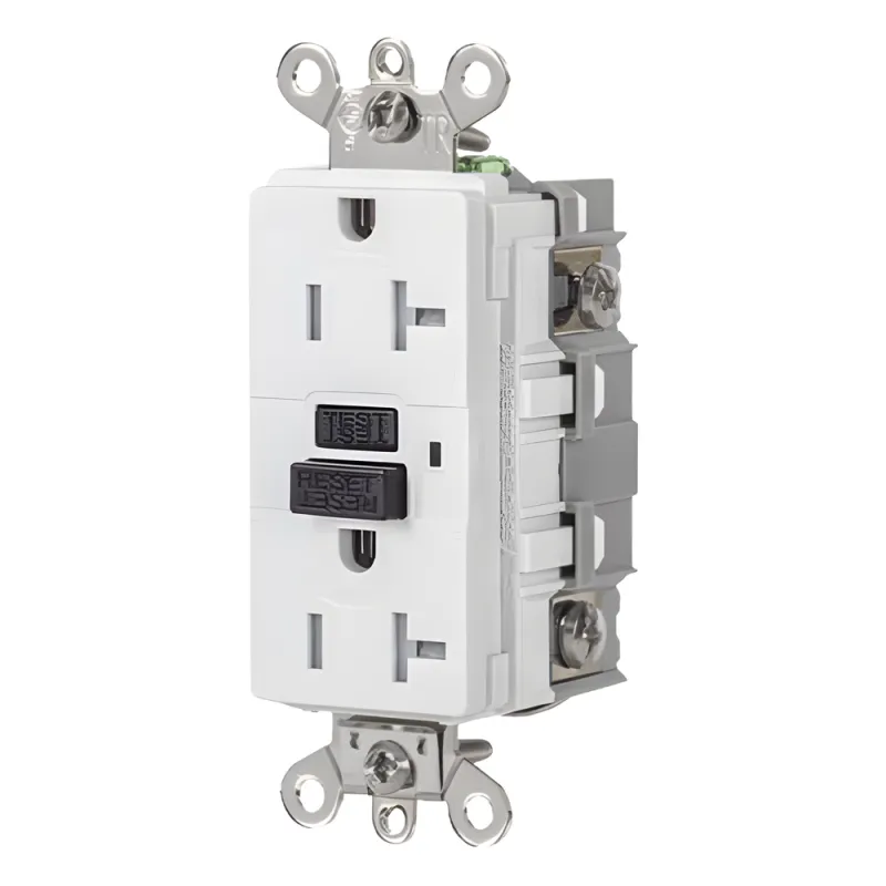 Contacto GFCI 20 A 125 V / Resistente a Intemperie / A prueba de manipulaciones / Color Blanco (Nema 5-20R) / Grado Industrial.