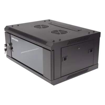 Gabinete para Montaje en Pared - Piso / Puerta de Cristal Templado / Cuerpo Fijo / 4 Unidades de Rack / 19" / Fabricado en Acero