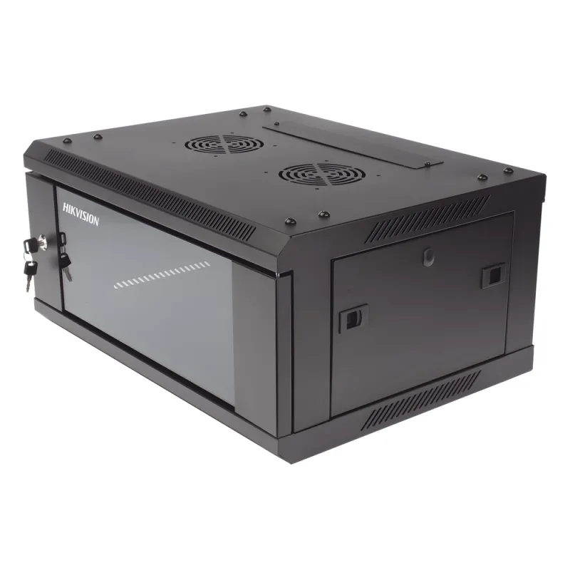 Gabinete para Montaje en Pared - Piso / Puerta de Cristal Templado / Cuerpo Fijo / 4 Unidades de Rack / 19" / Fabricado en Acero