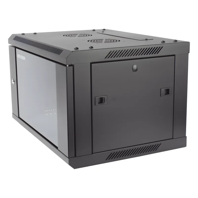 Gabinete para Montaje en Pared - Piso / Puerta de Cristal Templado / Cuerpo Fijo / 6 Unidades de Rack / 19" / Fabricado en Acero