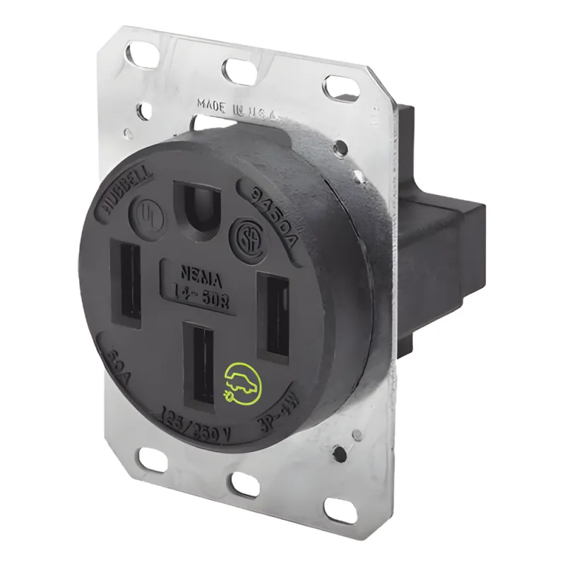 Receptáculo Recto de 50 A 125/250 V CA 3 Polos 4 Hilos (Nema 14-50R).