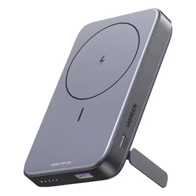 Power Bank MagSafe de 10000mAh NEXODE | 20W | 1 USB-C | 1 USB-A | Carga Rápida bidireccional | Soporta modo Standby | Soporte Plegable | Ultra Delgado | Ultra ligero | Compatible con iPhone 15/14/13/12 | Color Gris.