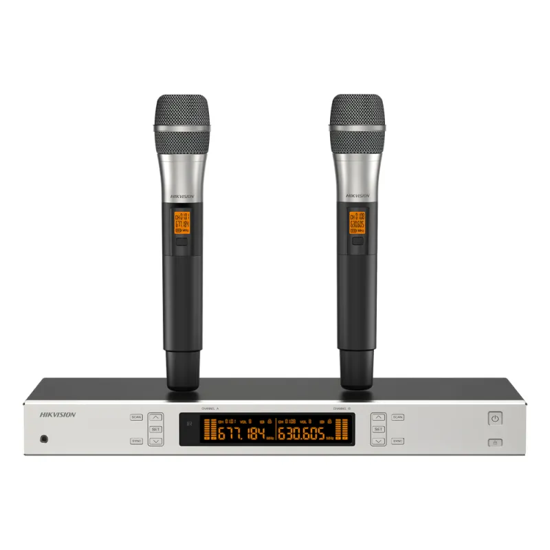 Kit de Micrófonos Inalámbricos UHF / 2 Canales / 2 Micrófonos de Mano / Frecuencia 821-942 MHz /