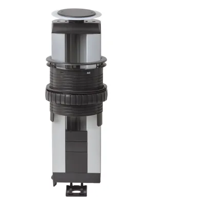 Teleblock Simon K45 para Voz, Datos, Multimedia o Contactos Eléctricos / Capacidad para 4 Módulos K45 / Apertura Manual con Tapa Abatible / Instalación en Mobiliario de Oficina o Comercial / (KTL204CY)