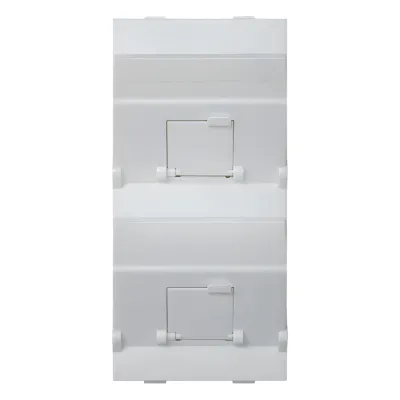 (S80BMD64/9) Placa Voz y Datos Inclinada con Guardapolvo y Adaptador Doble para RJ45 Keystone