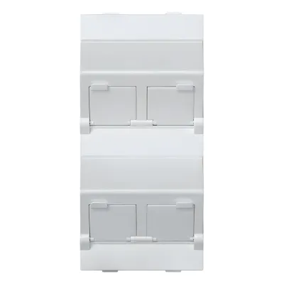 (S80CMD64/9) Placa Voz y Datos Inclinada con Guardapolvo y Adaptador Cuádruple para RJ45 Keystone