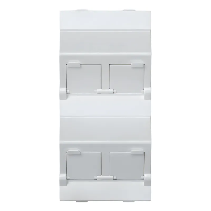 (S80CMD64/9) Placa Voz y Datos Inclinada con Guardapolvo y Adaptador Cuádruple para RJ45 Keystone