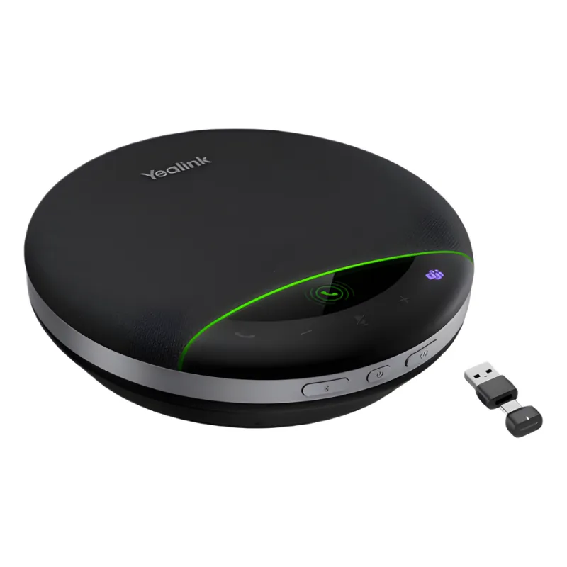Yealink SP96, altavoz portátil con micrófono integrado, Bluetooth 5.3 con adaptador USB-C/A, alcance de captación de voz de 5 m, 26 horas de conversación, cancelación de ruido con IA.