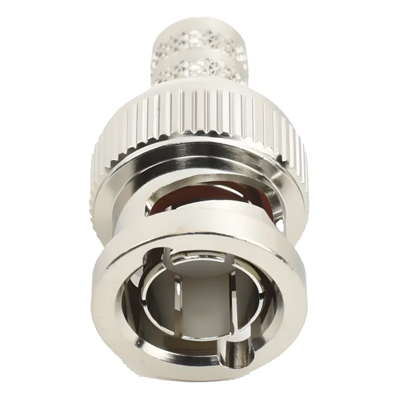 Conector BNC Macho de Anillo Plegable para Cable RG-6, Níquel/ Oro/ Teflón.