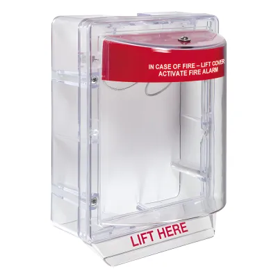 Cubierta Protectora Serie Stopper II® De Policarbonato, Con Bocina, Espaciador Transparente, Montaje en Superficie, Etiqueta en Inglés