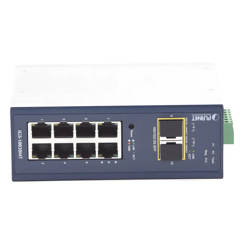 Switch Industrial Administrable Capa 2, 8 Puertos 10/100/1000T, 2 Puertos SFP 1G / 2.5 G BASE X