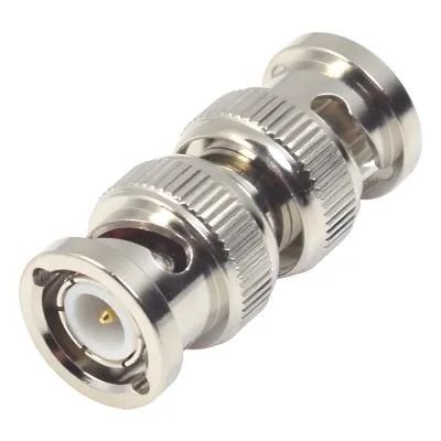 Adaptador tipo Barril para 75 Ohm, de Conector BNC Macho a BNC Macho, Niquel/ Oro/ Teflón.