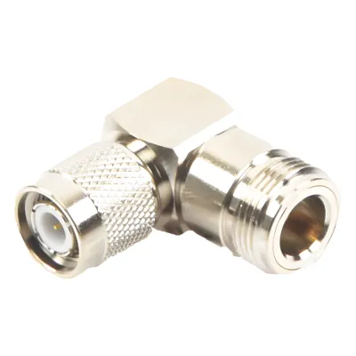 Adaptador en Ángulo Recto de Conector TNC Macho a N Hembra, Níquel/ Oro/ Teflón.