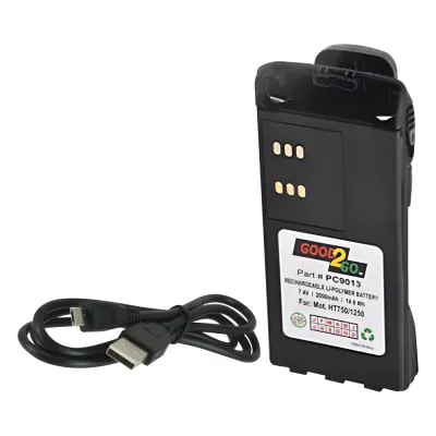 Batería con cargador USB integrado de Li-Ion 2000MAH con clip para radios Motorola HT750/1250, PRO5150/5550/7150/7350/7550