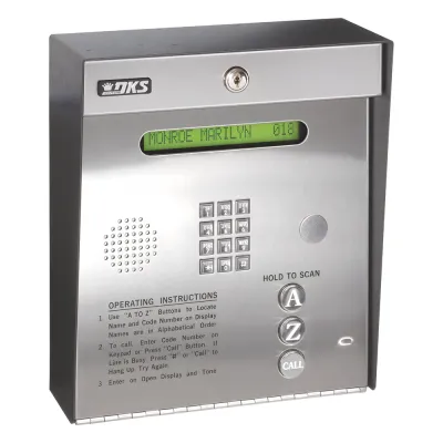 Control de acceso /Gabinete para sobreponer / 2 puertas / 3000 números telefónicos / 11 digitos / Directorio en pantalla / Linea análoga o digital / Expandible a 16 puertas / Programable por PC
