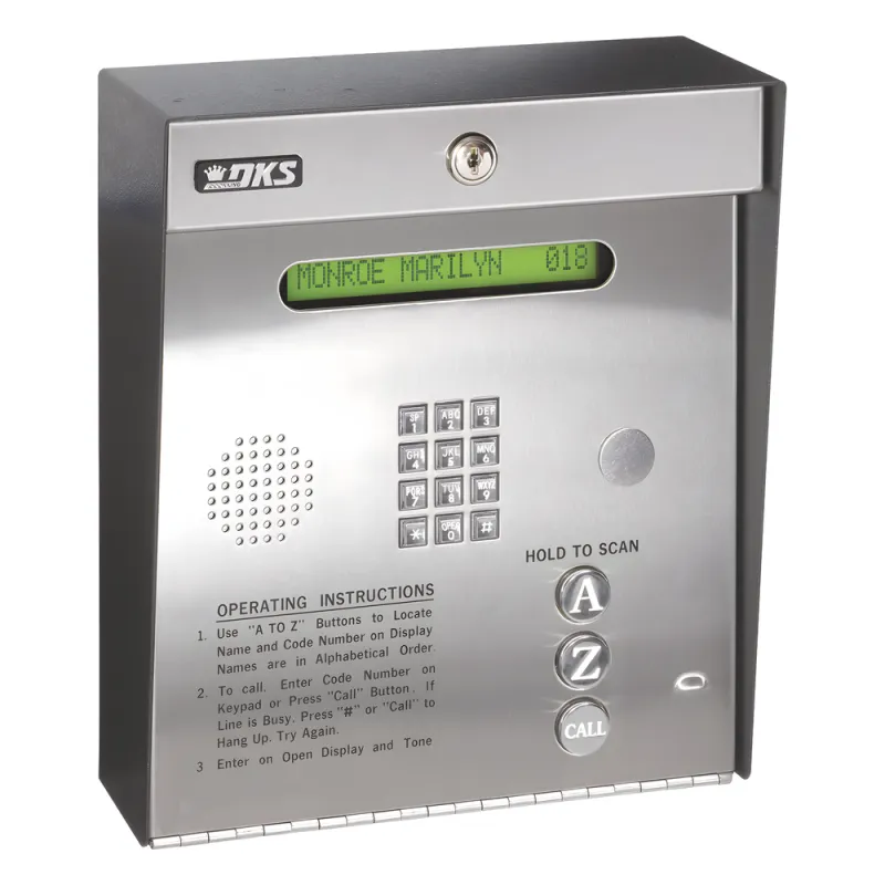 Control de acceso /Gabinete para sobreponer / 2 puertas / 3000 números telefónicos / 11 digitos / Directorio en pantalla / Linea análoga o digital / Expandible a 16 puertas / Programable por PC