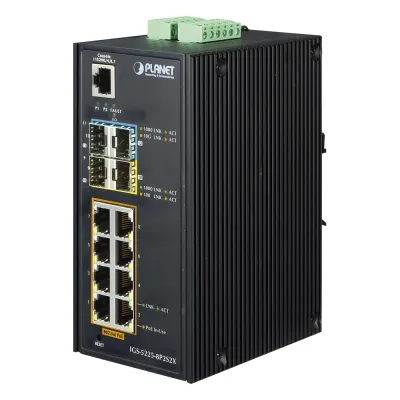 Switch Industrial Administrable 8 puertos 10/100/1000 T 802.3at PoE + 2 Puertos 100/1000X SFP + 2 puertos 10G SFP+