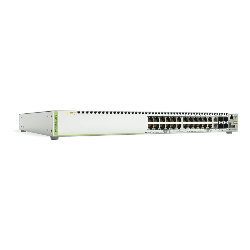 Switch PoE+ Stackeable Capa 3, 24 puertos 10/100/1000 Mbps + 2 puertos SFP Combo + 2 puertos SFP+ 10 G Stacking, 370 W