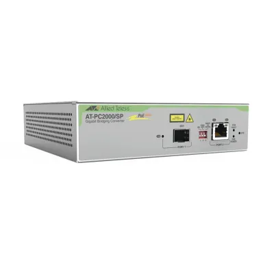 Convertidor de medios Gigabit Ethernet PoE+ a fibra óptica con puerto SFP Gigabit, la distancia y tipo de fibra óptica depende del transceptor