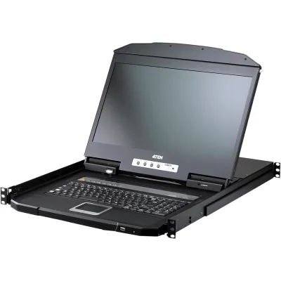 KVM Switch LCD 8 Puertos USB HDMI | Riel Único 1U | Pantalla LCD 18.5" Widescreen | Resolución hasta 1920 x 1080 @ 60 Hz | Cascada hasta 2 Niveles (128/256 Computadoras) | Consola Externa HDMI+USB | Modo Broadcast | Auto Scan | Segur