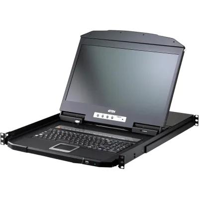 KVM Switch LCD 16 Puertos USB HDMI | Riel Único 1U | Pantalla LCD 18.5" Widescreen | Resolución hasta 1920 x 1080 @ 60 Hz | Cascada hasta 2 Niveles (128/256 Computadoras) | Consola Externa HDMI+USB | Modo Broadcast | Auto Scan | Segur