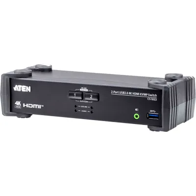 Conmutador KVMP 2 Puertos | HDMI 4K DCI 60Hz | USB 3.1 Gen 1 5 Gbps | Video DynaSync™ | Audio Mixer Mode | RS-232 | Firmware Actualizable