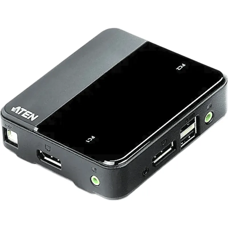 Switch KVM DisplayPort | 2 Puertos USB | Resolución 4K UHD (3840x2160 @ 60 Hz) y 4K DCI (4096x2160 @ 60 Hz) | DisplayPort 1.2 y HDCP | Audio 2.1 con HD Audio | Multiplataforma Windows, Mac, Sun, Linux | Selección por Hotkey, Mouse o Selector