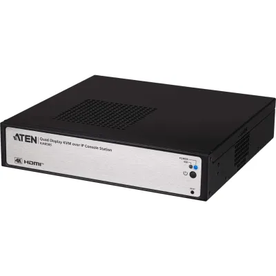 Estación de Consola KVM over IP | 4K Quad Display | Hasta 4 x 4096 x 2160 @ 60Hz | 2 x HDMI + 2 x DisplayPort | 2 x RJ-45 2.5G | Latencia < 50 ms | Gabinete Metal